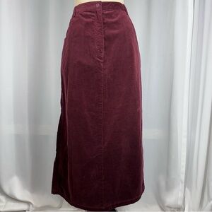 Vintage Burgundy Velour Maxi Skirt Sz 14 | 5 Pocket Vented Boho Cottage Core EUC